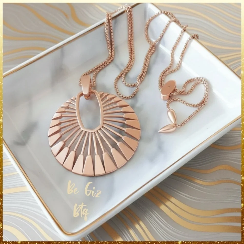 Authentic The Deanne Set Necklace and Hoop Earrings Set in Rose Gold